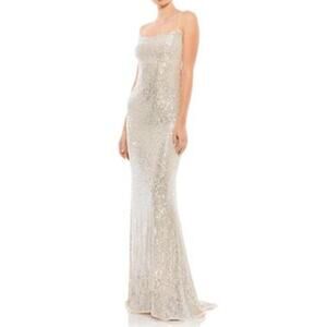Ieena for Mac Duggal black Size 10 Evening 26269 SEQUIN LACE UP BACK GOWN New